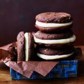 Triple chocolate and cherry brownie cookie sandwiches