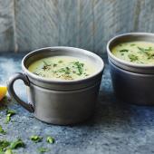 Celeriac soup with horseradish, lemon and parsley 