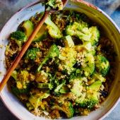 Quinoa salad with broccoli, preserved lemon and avocado oil