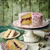 Boozy blueberry and lime cake, with Jackson Pollock-style drizzle 