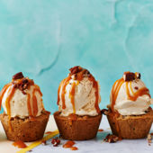 Salted caramel ice cream pecan cookie cups