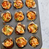 Smoked salmon, pea and Parmesan mini frittatas