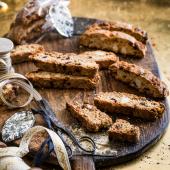 Mincemeat, macadamia and cranberry biscotti