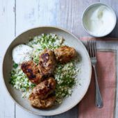 Pork kebabs with spicy cauliflower couscous