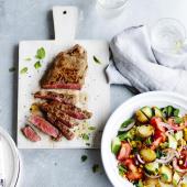 Peri peri steak and roasted new potato salad