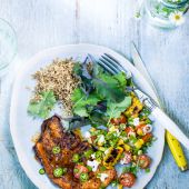 Spicy turkey steaks with corn salsa