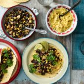 Spicy corn and bean tacos