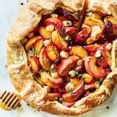 Honeyed fruit tart with marzipan