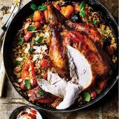 Moroccan roast chicken with root vegetable couscous