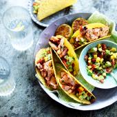 Gin and tonic salmon tacos