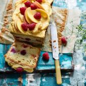 Peach melba loaf cake