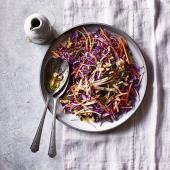 Red cabbage, apple and walnut slaw