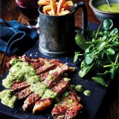 Steak with watercress sauce 