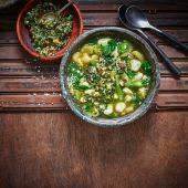 3-bean minestrone with mint pesto