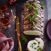 Peppermint cream meringue roulade 