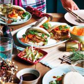 Spiced pork bao buns and homemade pickles