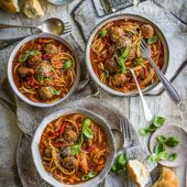 Spaghetti meatball soup