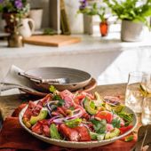 Watermelon and avocado salad with samburu dressing