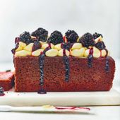 Blackberry red velvet loaf cake