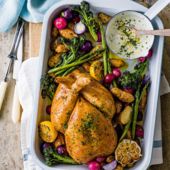 Spring chicken roast dinner