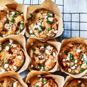 Feta, pepper and spinach muffins