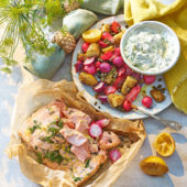 Lemony warm salmon salad