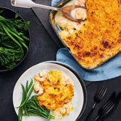 Root vegetable and coconut fish pie