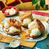 Grilled piña colada doughnuts