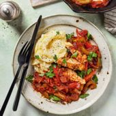 Saucy turkey steaks with a Parmesan mash
