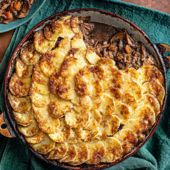 Beef and mushroom pie with creamy parsnip crust