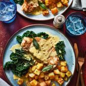 Pork steaks with cider peppercorn sauce 