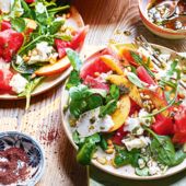 Watermelon and nectarine salad with sumac dressing