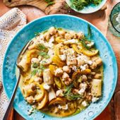 Courgette and feta pasta e ceci