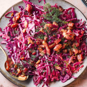 Cider-braised red cabbage with pancetta
