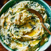Miso leek colcannon 