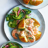 Prawn Skagen stuffed potatoes 