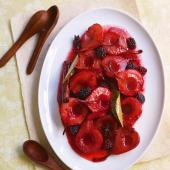 Roast pears with star anise, blackberries and lemon