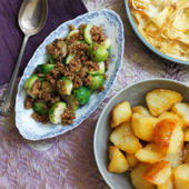 Sprouts with chestnut crumble
