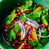Red onion, orange and pomegranate salad