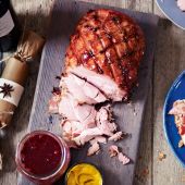 Spiced gammon cooked in cider 