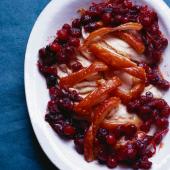 Roast loin of pork with cranberry orange sauce
