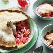 Sugar-crusted rhubarb and apple pie