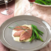 Duck breasts with a piquant lime and ginger sauce
