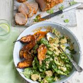 Harissa-lemon pork with bulgur wheat salad
