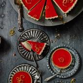 Lemon posset and raspberry tart