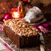Butterscotch date loaf cake with caramel icing 