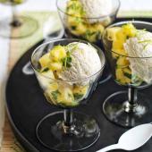 Cheat’s lime, coconut and rum ice cream 