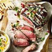Moroccan lamb with pomegranate, pistachios and fattoush salad 