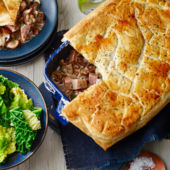 Ham, mushroom and chestnut pie
