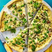 Pea, feta and mint tart
